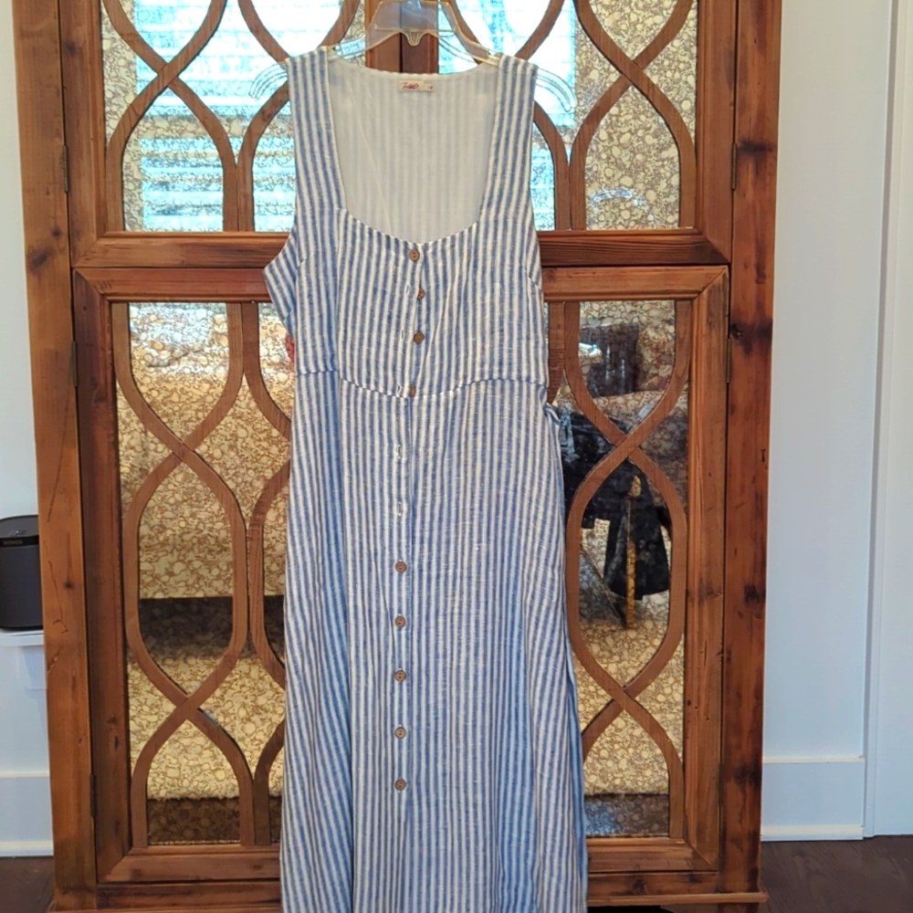 Faherty Blue and White Striped Dress